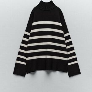 Zara Black & White Striped sweater small